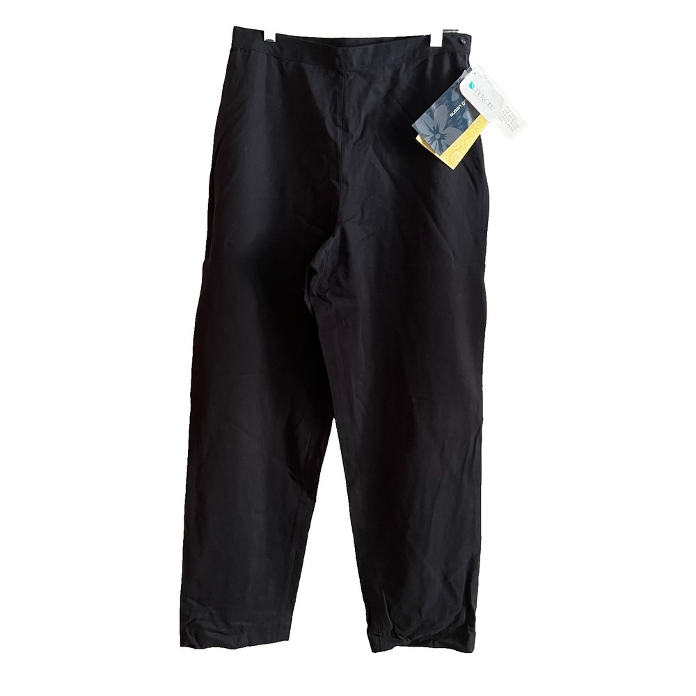NWT Susan Graver Navy Blue Pants Cotton Tencel Straight Leg Slacks Size Medium